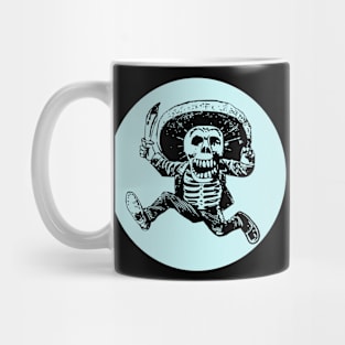 Halloween, Calavera with Machete - Pale Blue and Black Mug